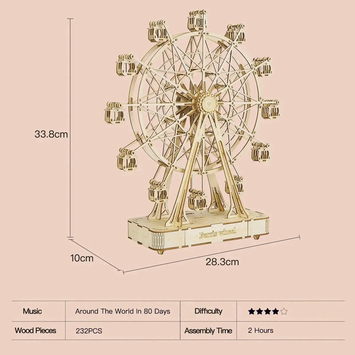 Melodic Ferris Wheel - 3D Wooden Model Modernible 