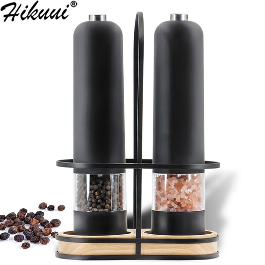 Automatic Salt Pepper Grinder Set Electric Plastic Ceramic Burr Mill For Herb Pepper Spice Adjustable Kitchen Grinding Gadgets Modernible 